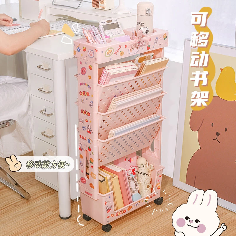 可移动课桌方便多层收纳书本放置材质收纳书架置物架收纳多功能桌