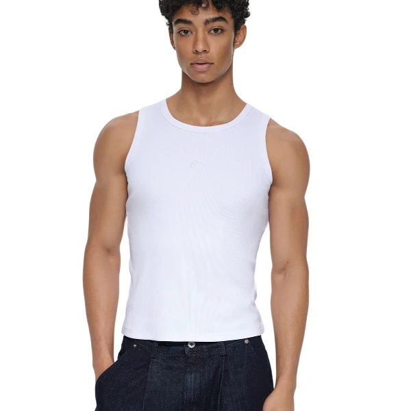 AaNn normcore修身版型运动汤匙领螺纹背心纯色简约休闲