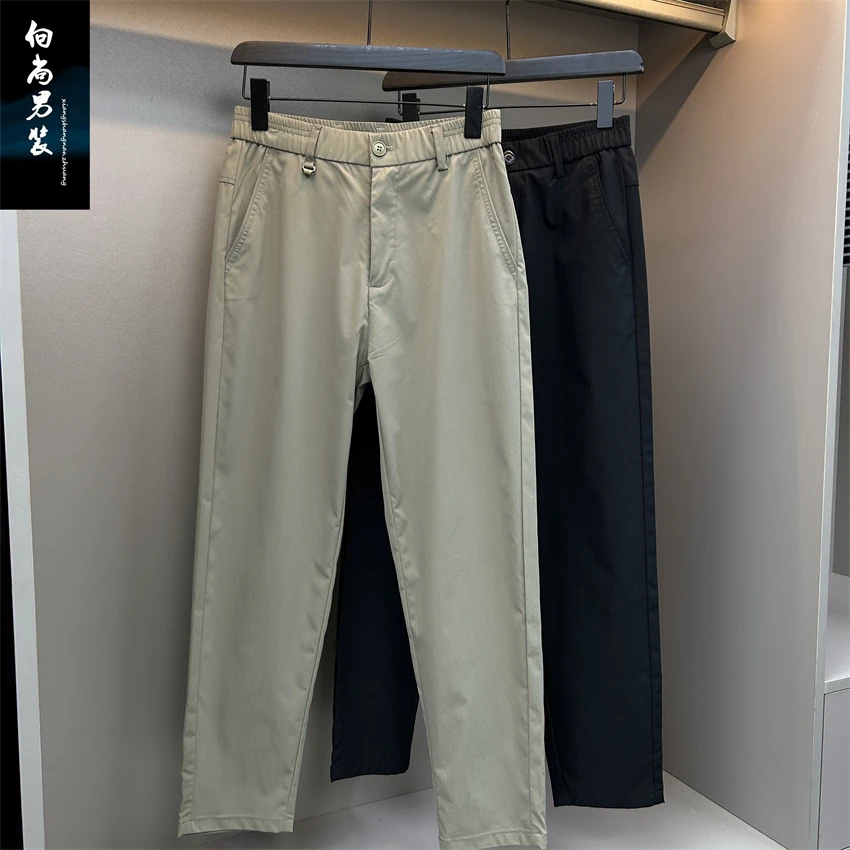 品质男装春夏季免烫男士休闲西裤简约纯色弹力小直筒休闲裤男KDKS