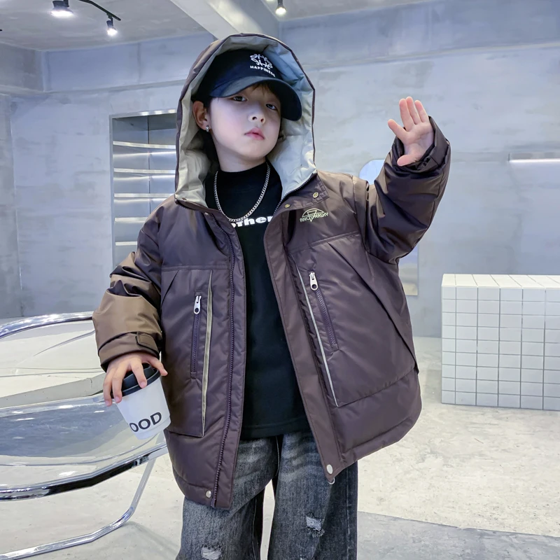 【现货现发】儿童2025新款韩式潮流保暖加厚羽绒服户外冲锋衣冬季