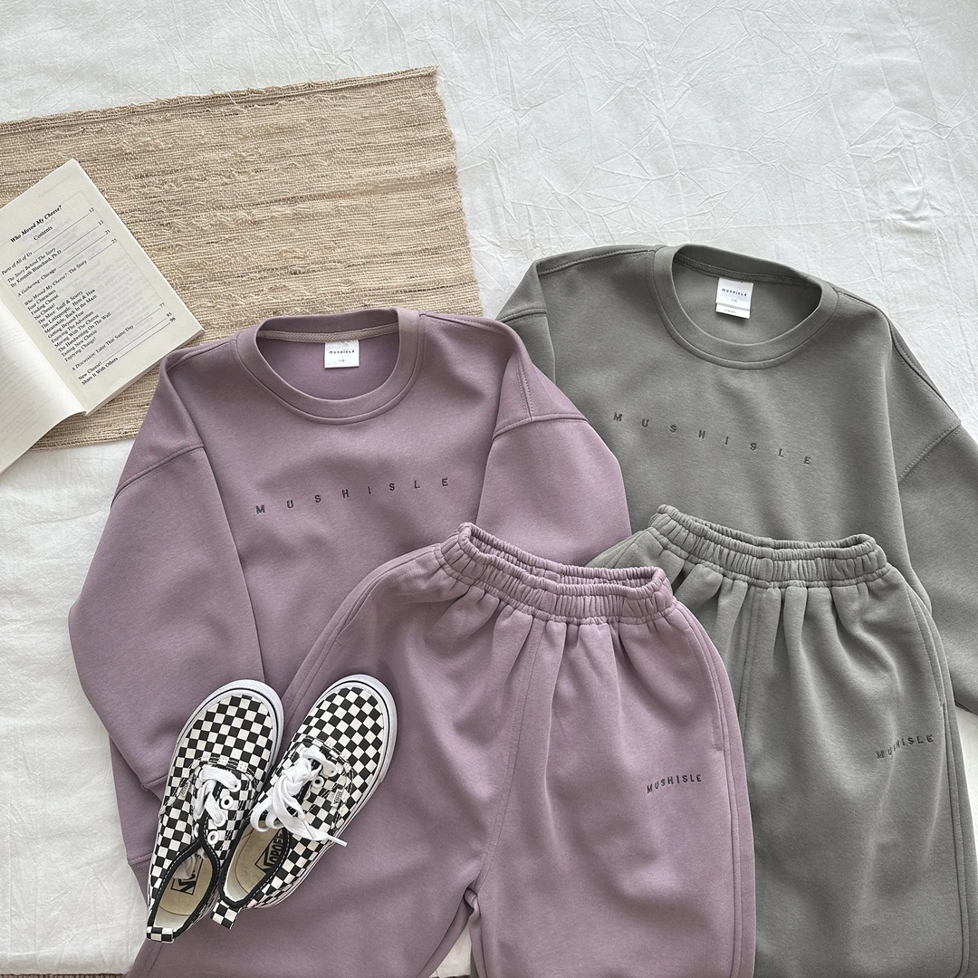 【2024新款】阿又秋季童装儿童男童中大童字母宽松卫衣套装99068C