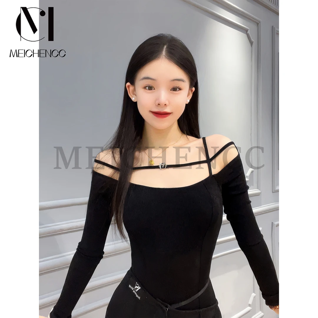 美辰舞服2025新款拉丁舞一字肩上衣长袖练功服高端舞衣成人