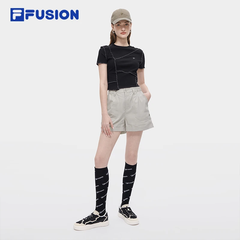 FILA斐乐夏季女款简约百搭上衣修身休闲运动短袖T恤T11W331118