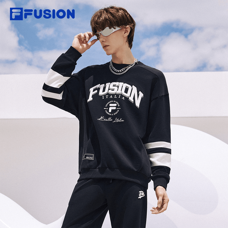 FILA斐乐潮牌秋冬新款百搭男士休闲时尚运秋季套头卫衣T11M345201