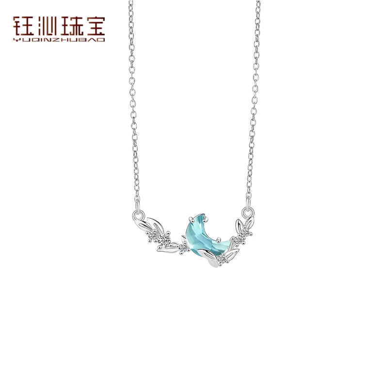 YUQINZHUBAO/钰沁珠宝 钛钢项链 月桂花项链女轻奢气质锆石锁骨链
