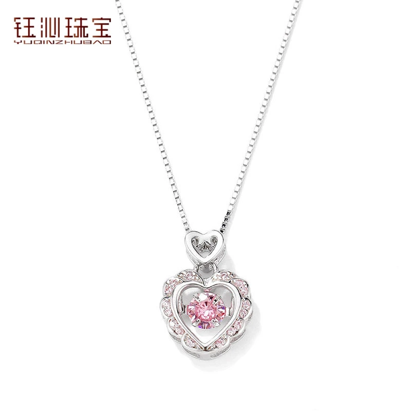 YUQINZHUBAO/钰沁珠宝 钛钢项链 灵动爱心项链女心动频率锁骨链