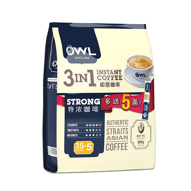 马来西亚进口owl猫头鹰咖啡特浓咖啡味三合一速溶粉熬夜备考提神