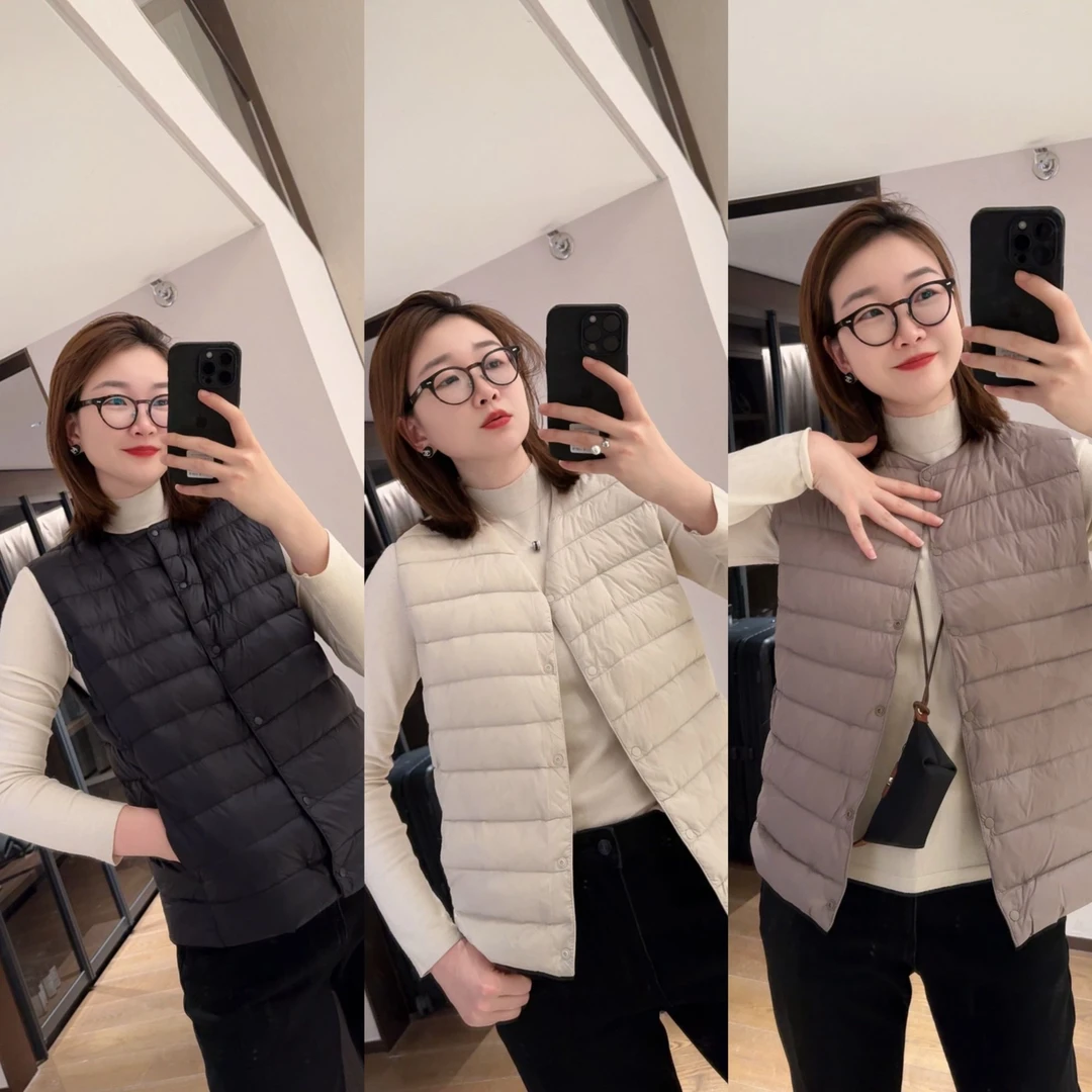 072 & RICE【布丁马甲】秋季休闲圆领无袖白鸭绒马甲外套 MYB8801