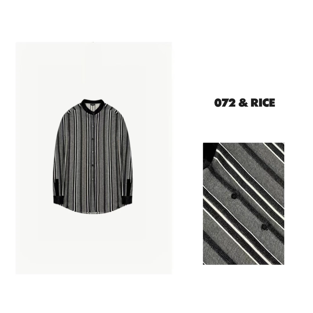 072 & RICE【墨西哥】春季休闲圆领条纹长袖衬衫 NB306Z* FF