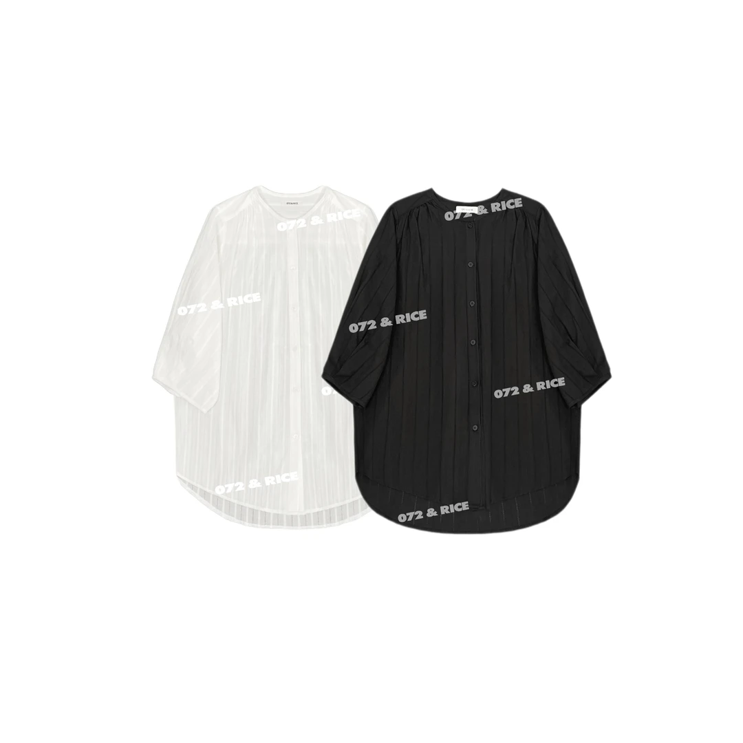 072 & RICE【晴川】100纯棉 夏季休闲圆领半袖衬衫 24NB164Z* 125FF