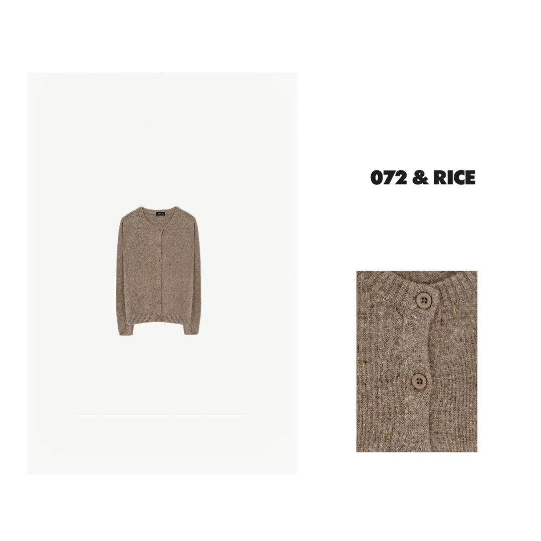 072 & RICE【松果】100羊毛 秋季休闲圆领长袖针织开衫 RP002