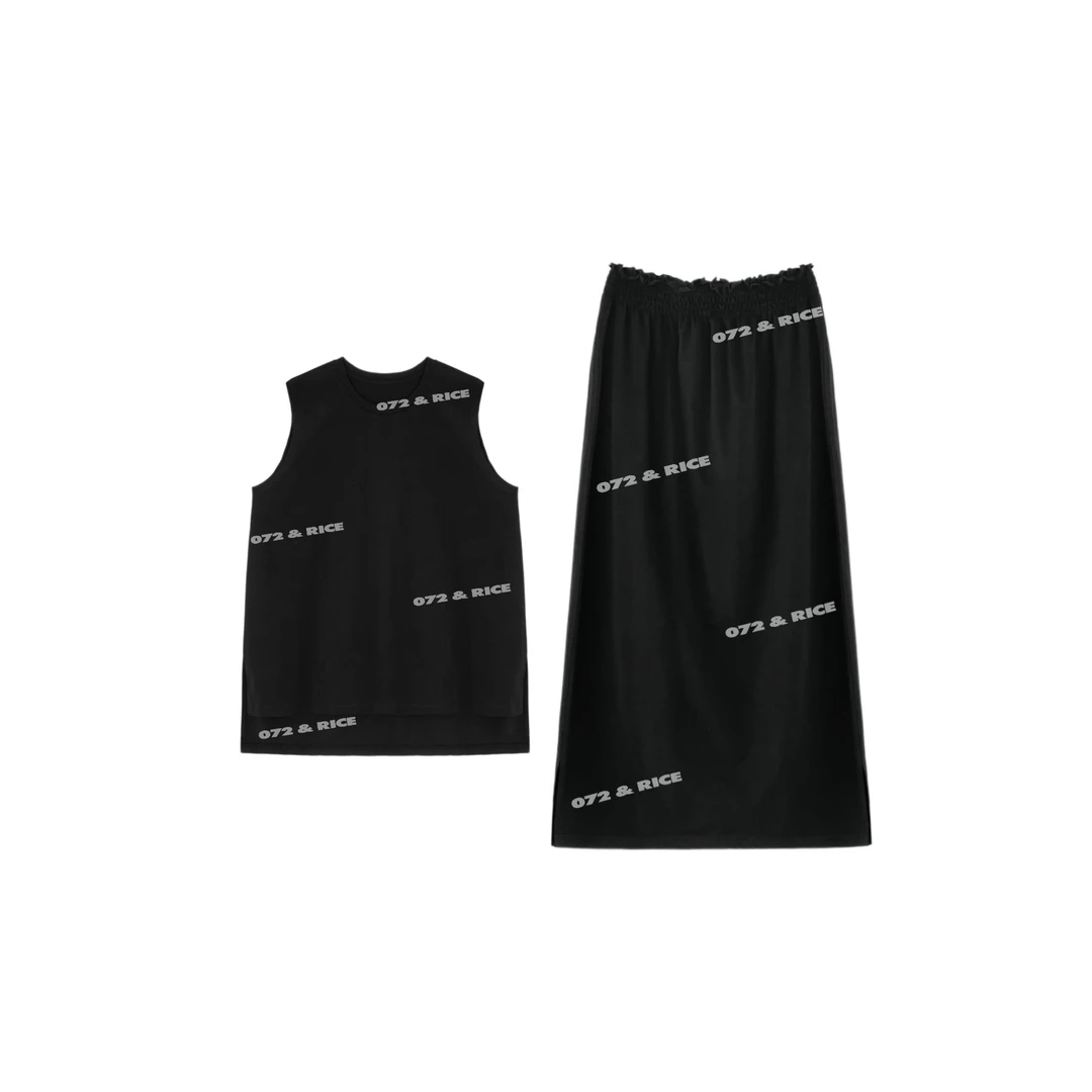 072 & RICE【双子星】休闲无袖针织上衣半裙套装 24QB08Z 125FF