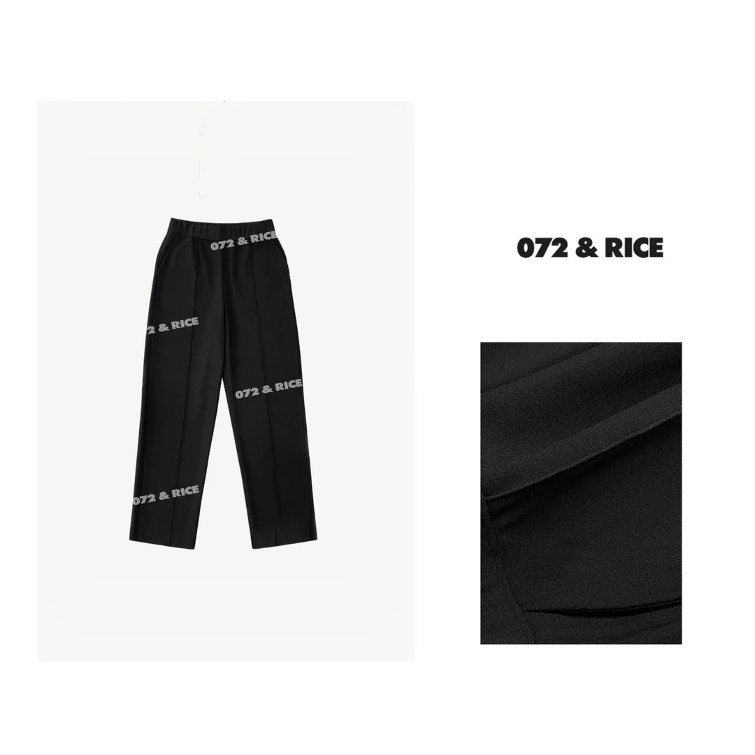 072 & RICE【黑松裤】秋季休闲松紧腰阔腿九分裤 24W138Z*