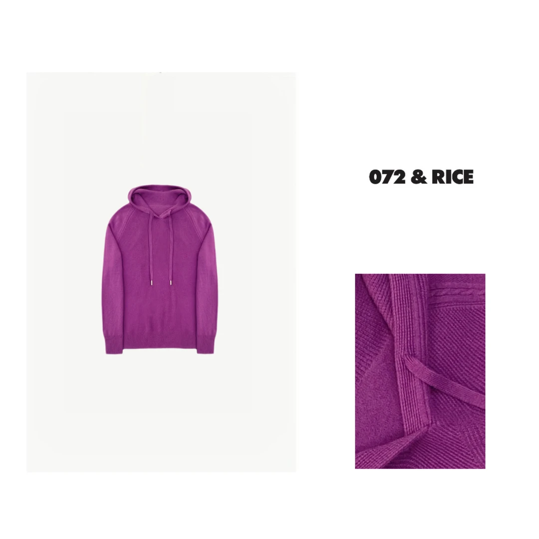 072 & RICE【火龙果】100羊毛 秋季休闲连帽长袖针织衫 24HY2315 FF