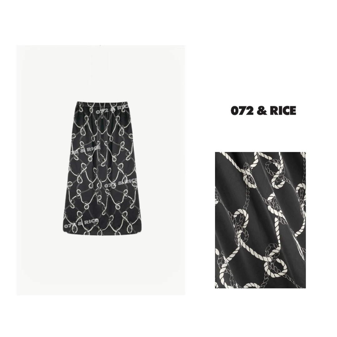 072 & RICE【绳索裙】夏季休闲松紧腰半身裙 24NB150Z 618FF