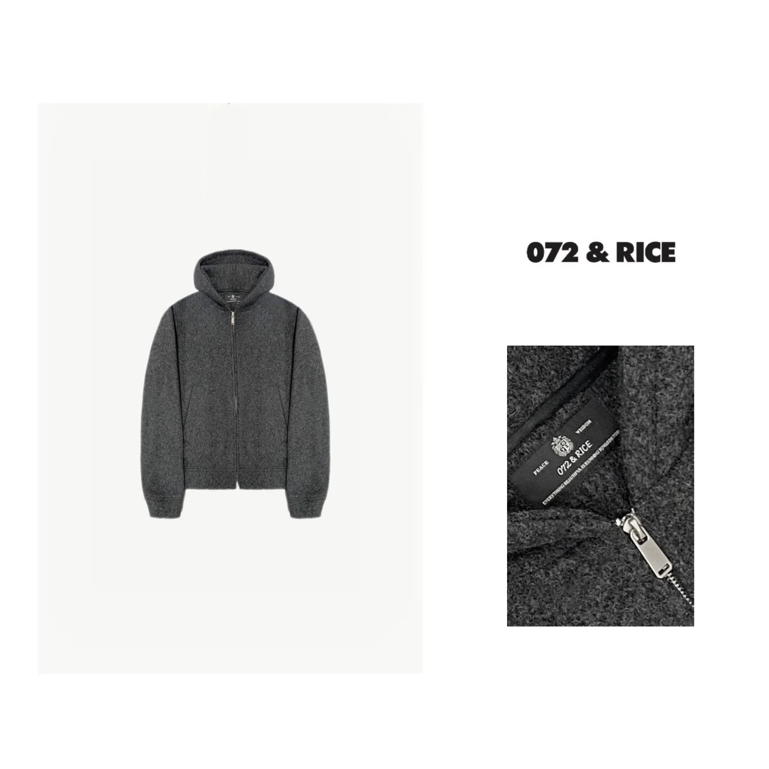072 & RICE【墨渊】100羊毛 春季休闲连帽长袖外套 SU006 117FF