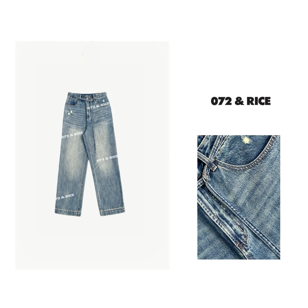 072 & RICE【明星裤】100棉 春季水洗直筒九分牛仔裤 CB056 125FF