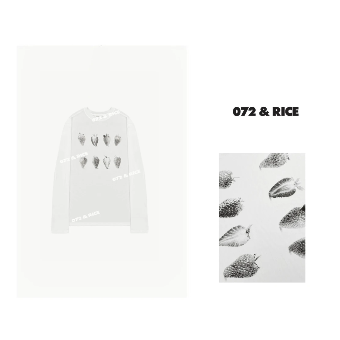 072 & RICE【草莓TEE】莱赛尔 夏季休闲圆领长袖T恤 24NB112Z FF