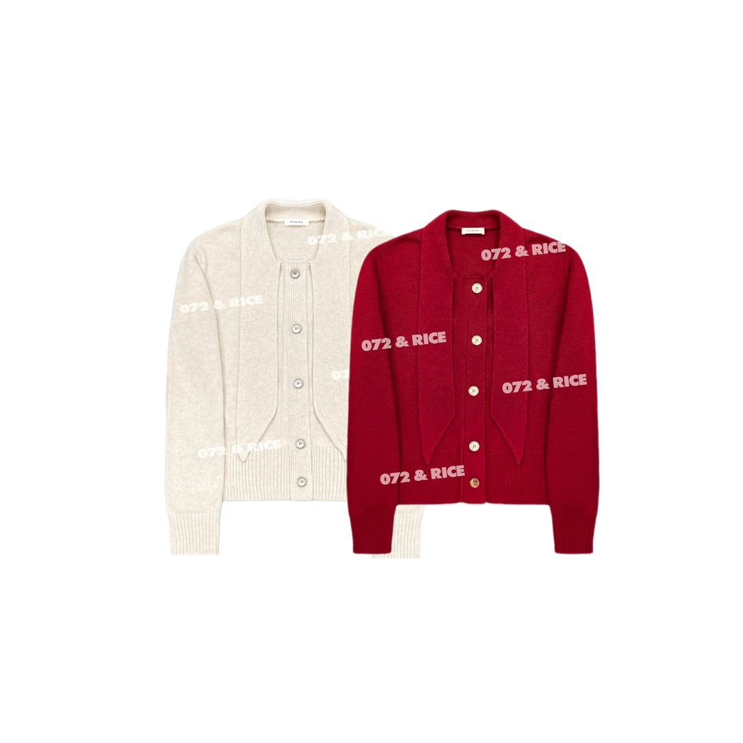 072 & RICE【兔耳朵】秋冬圆领单排扣长袖针织开衫 31LE057 618FF