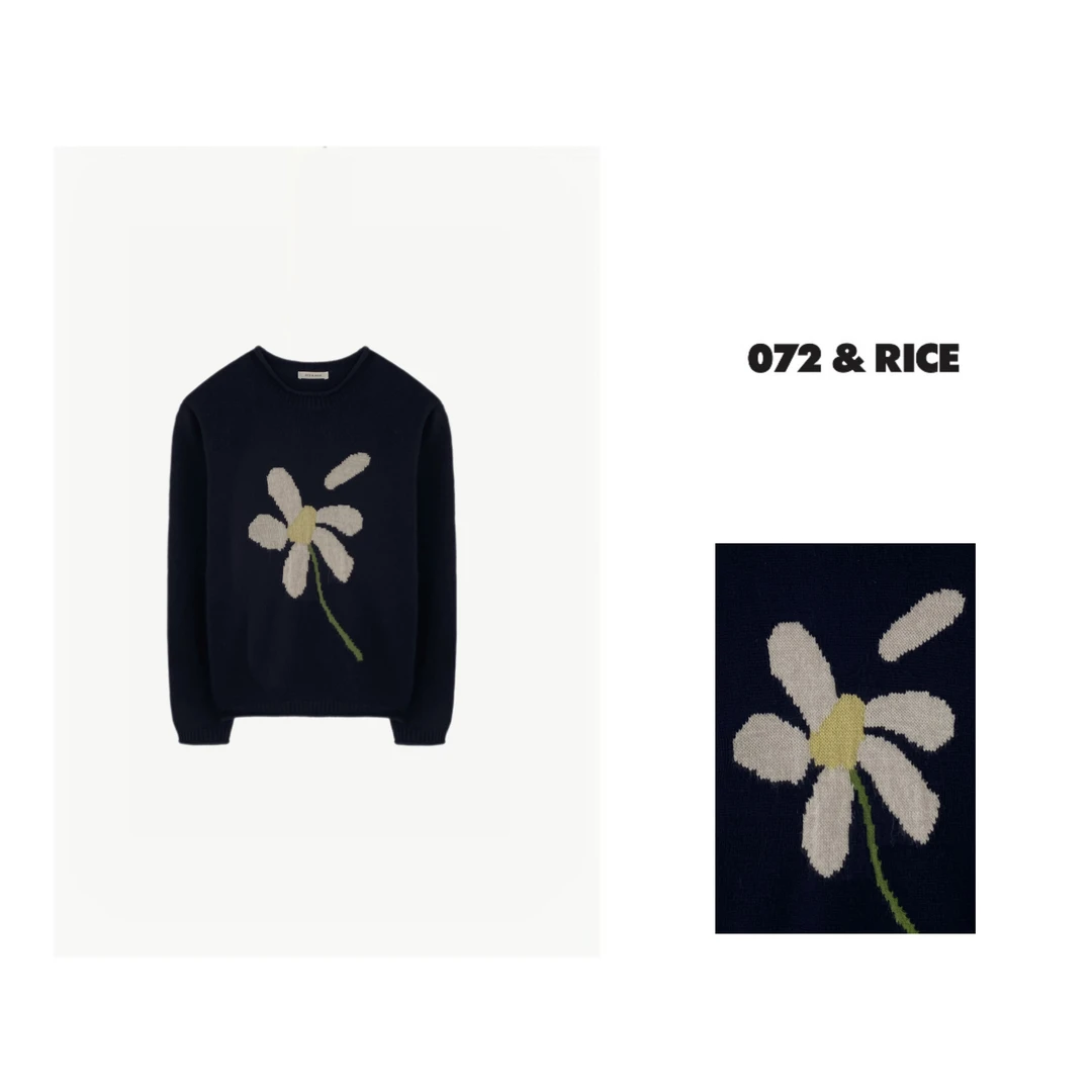 072 & RICE【小雏菊】秋季休闲圆领长袖针织衫 JH031 FF