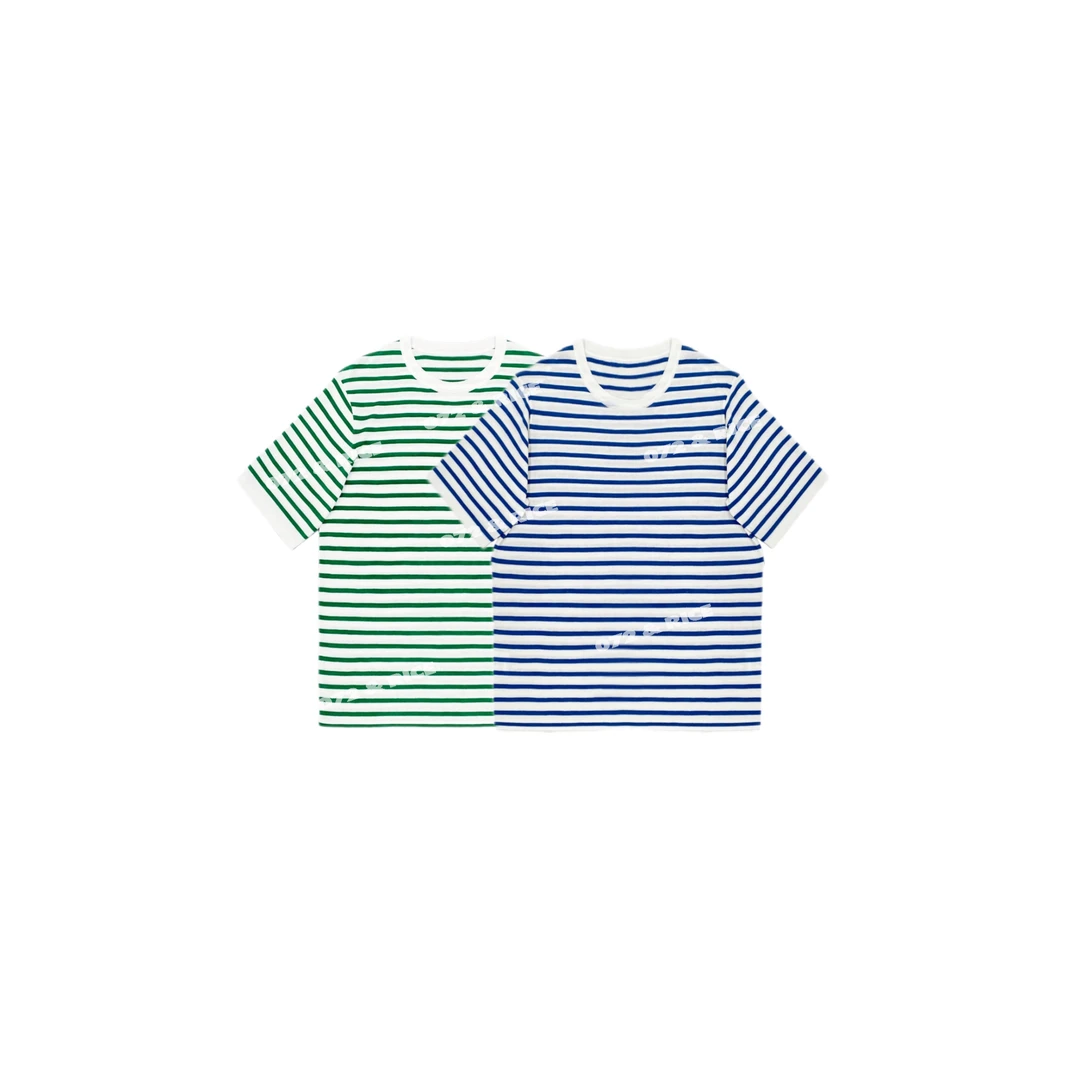 072 & RICE【柠檬茶】夏季休闲圆领条纹短袖针织衫 RQ002 FF