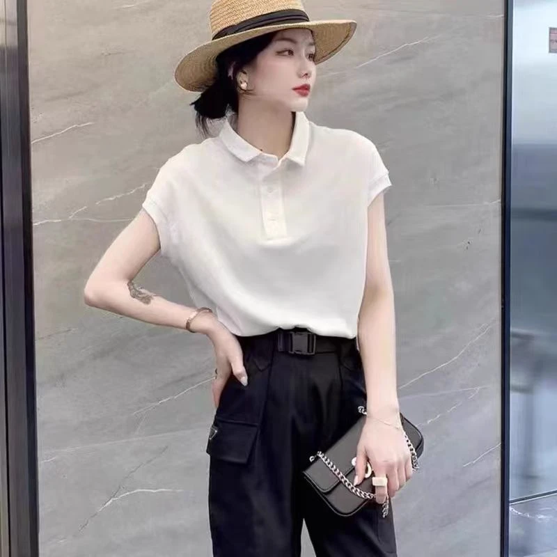 【粉丝福利】扣号链接2024新款欧韩女装T恤短袖时尚休闲翻领显瘦