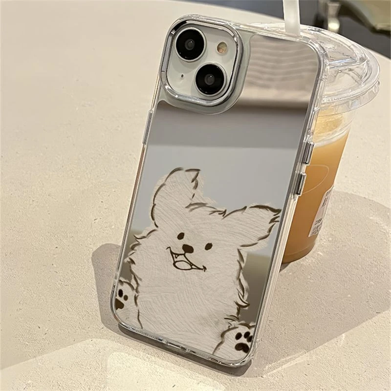 搞怪小狗镜面适用适用苹果15手机壳14新款iphone16创意XR个性保7p