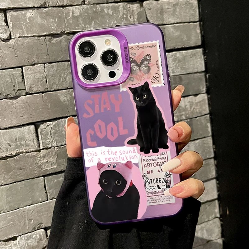 邮票猫咪高级感11适用苹果15promax保护手机外壳iphone14新款16可