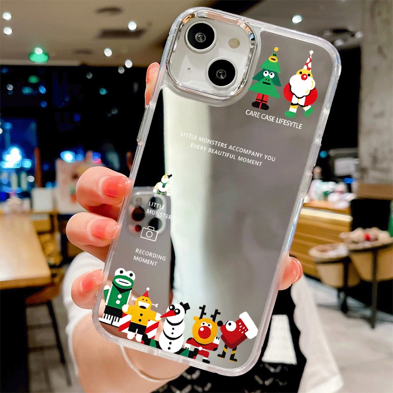 圣诞老人11适用适用苹果15/14ProMax手机壳镜面iphone13卡通16少