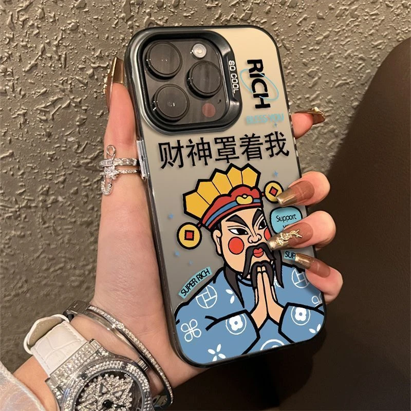 适用苹果13手机壳iphone14Promax国风15男款xrxs财神爷16高级感14