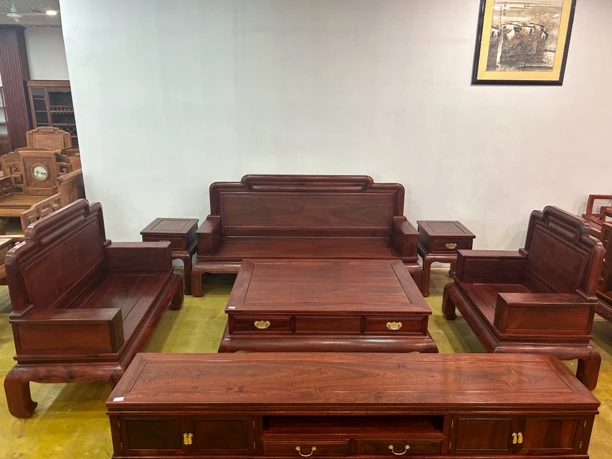 红木家具（大果紫檀）国色天香沙发六件套