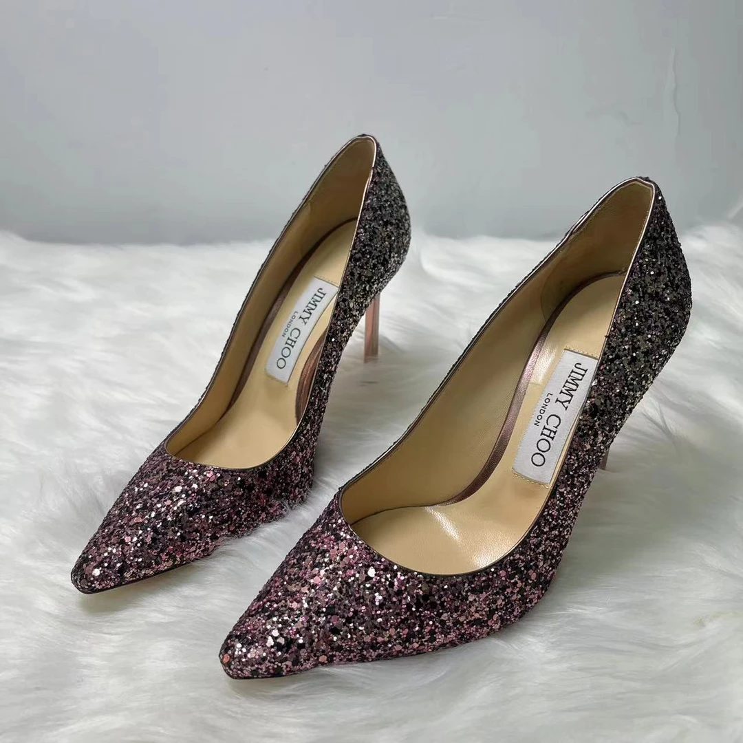 JIMMY CHOO/吉米周【全新】黑粉亮片时尚高跟鞋 36码 编号：Y125