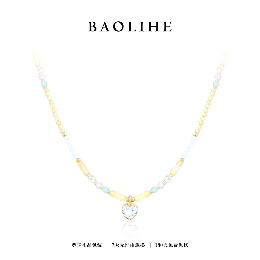 坠链均925银仿水晶 韩风ins精致爱心项链X6179