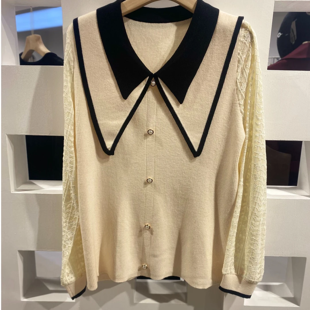 《SIJI多瑙河》减龄蕾丝拼接长袖上衣22633