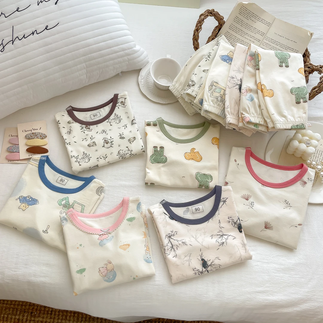 【麦兜兜】纯棉莱卡收口国风无骨内衣套装秋衣秋裤长袖家居服