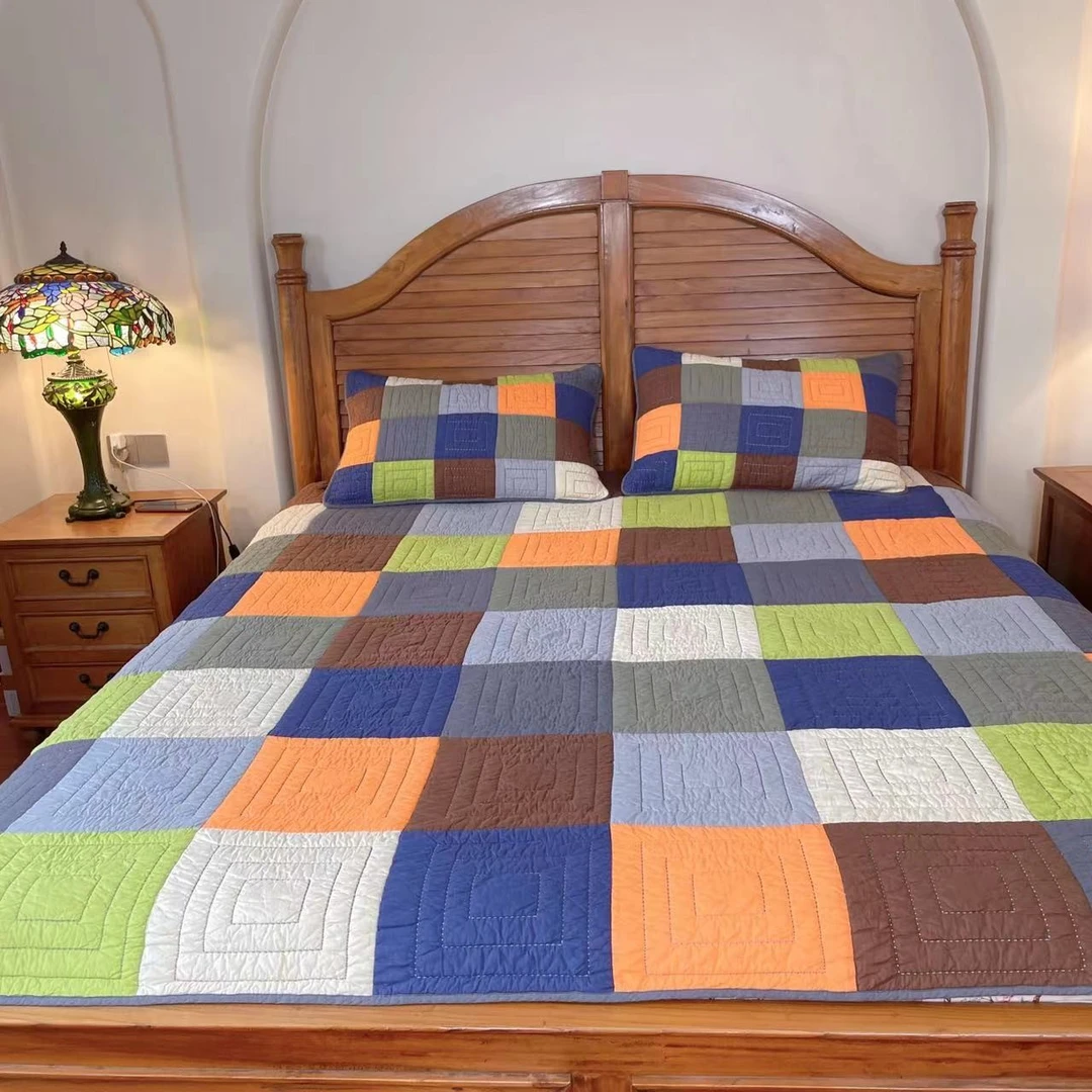 【雅趣精选】外贸限量！巴塞回纹米粒绣 重工夹棉床盖三件套240*260