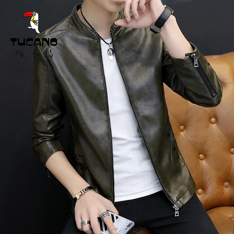TUCANO/啄木鳥海宁高端男士皮衣外套新款韩版潮流修身皮夹克男装