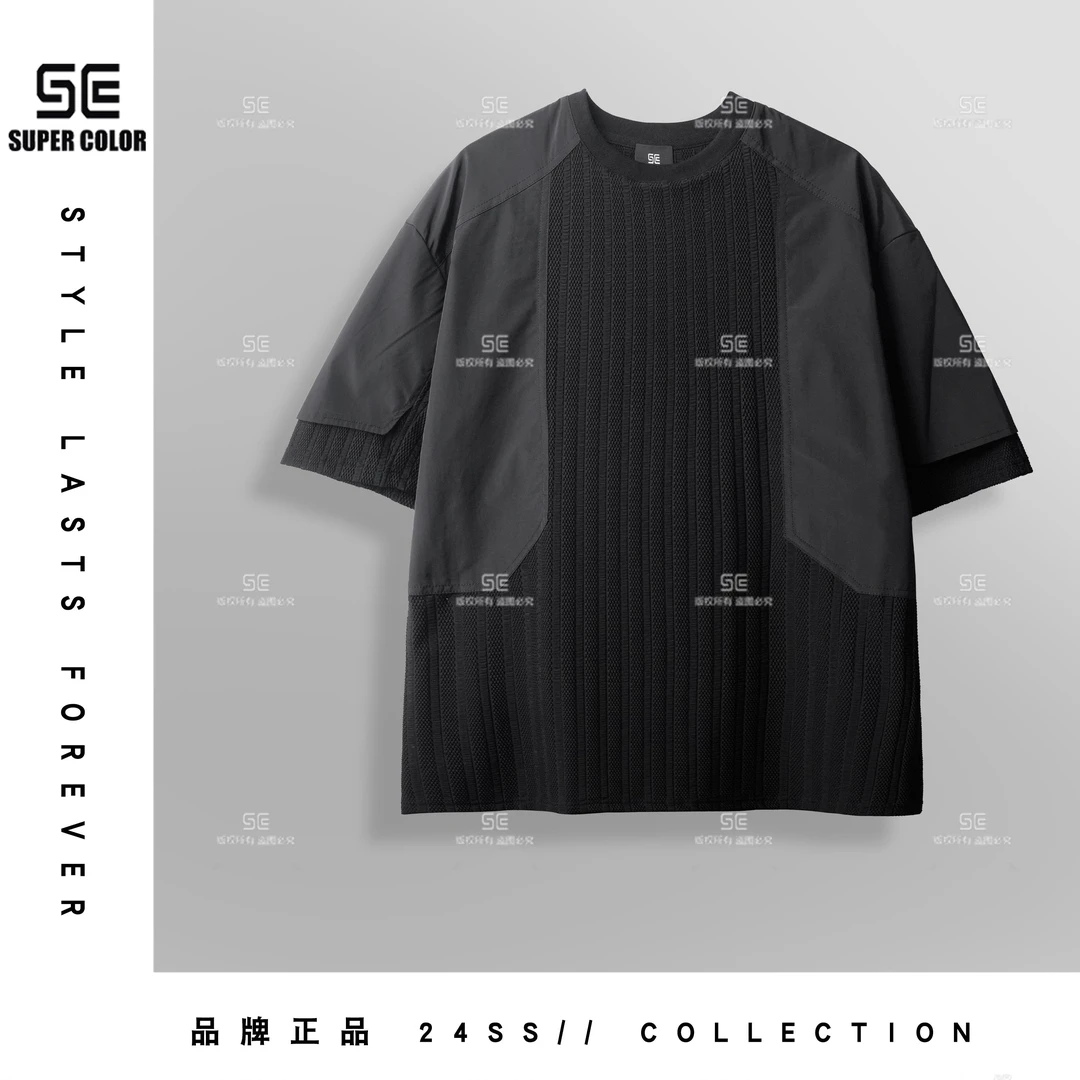supercolor【NO.】【机甲武士】24ss//新款潮牌男女款机能拼接短袖 /