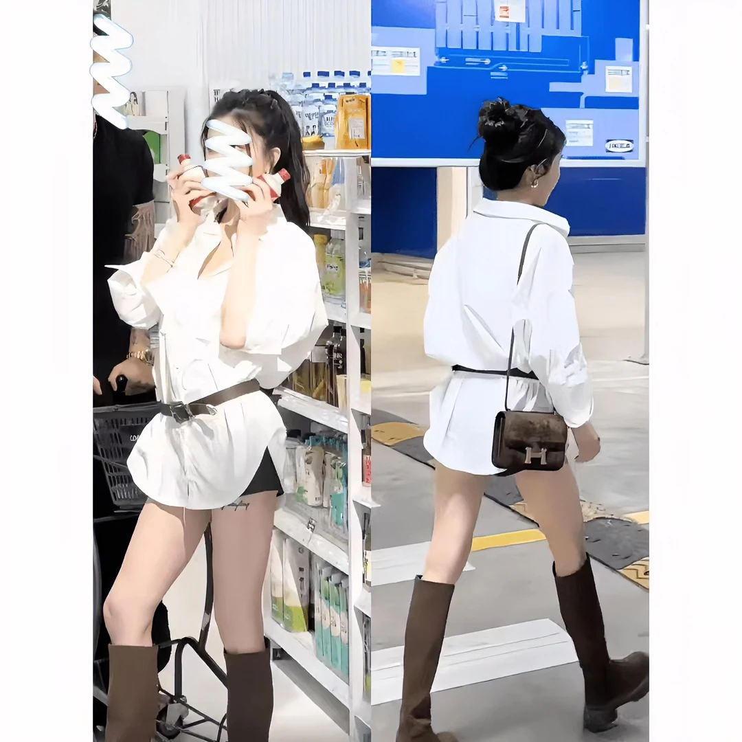 新款时尚气质设计感网红宽松衬衫短裤炸街时髦显瘦百搭两件套装