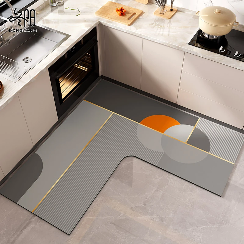厨房专用地垫2025新款防水脚垫l型吸水垫子防滑防油可擦免洗地毯