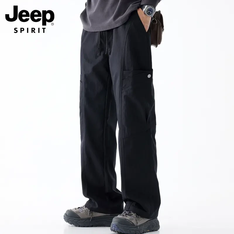 JEEPSPIRIT吉普运动休闲裤男款薄款男士宽松直筒裤子男夏季男裤