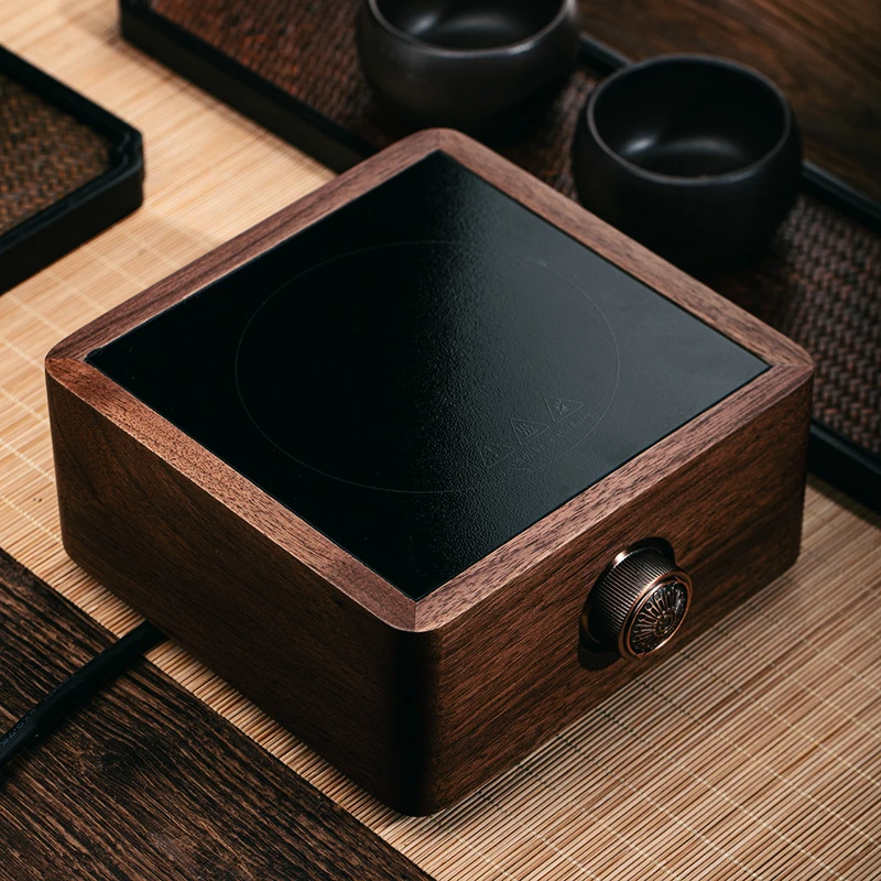 围炉煮茶黑胡桃木实木电陶炉煮茶家用套装煮茶炉红外电炉茶炉