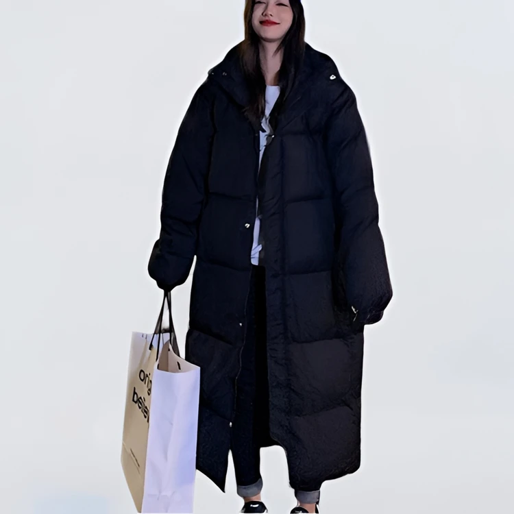 波司澄2023加厚羽绒服女中外套长款韩版宽松冬季新款过膝大码百搭