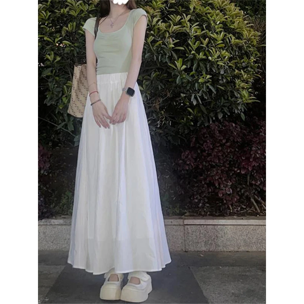 白色半身长裙女2025新款高个子长款a字伞裙子垂感半裙秋季小白裙