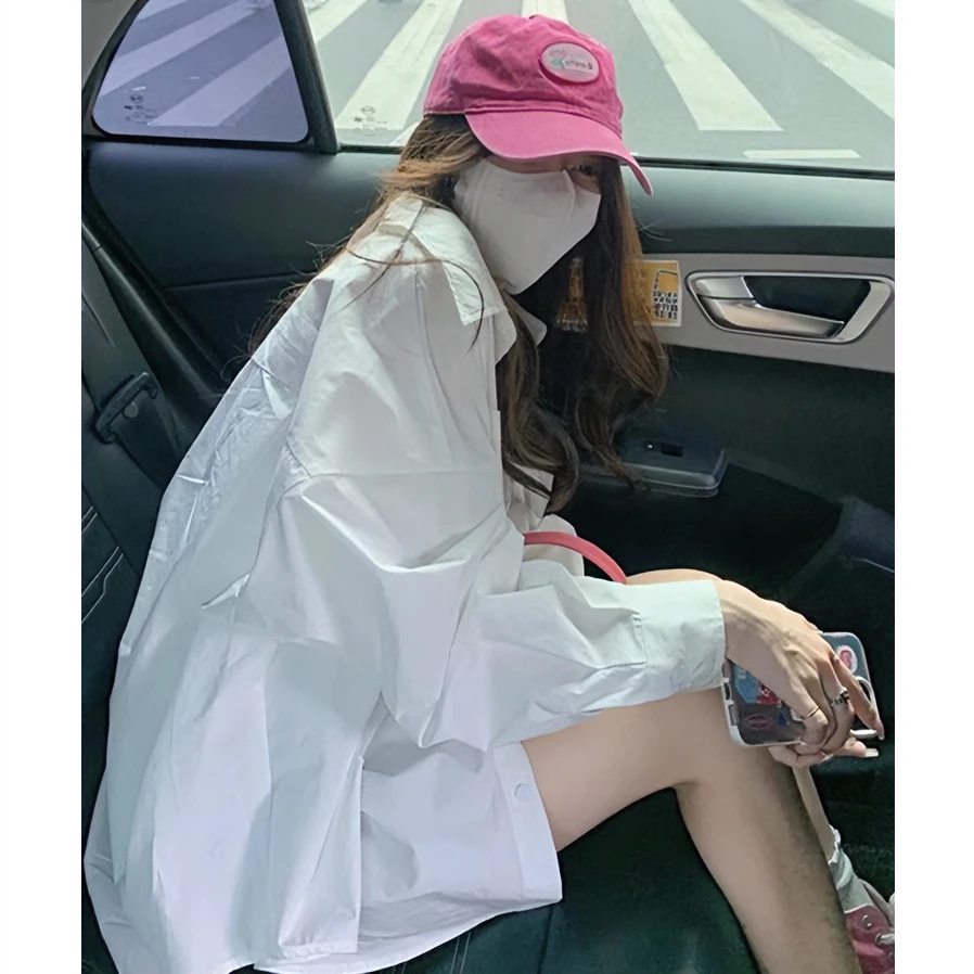 宽松白色衬衫薄款外套女春秋2025年新款设计感小众衬衣上衣百搭