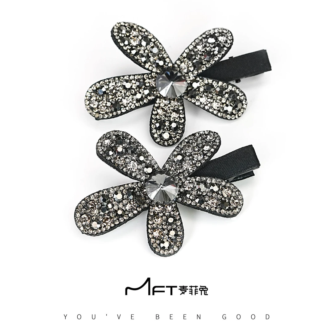 兰壹壹花嫣刘海夹满钻花朵鸭嘴夹韩版轻奢时尚刘海侧边夹发饰