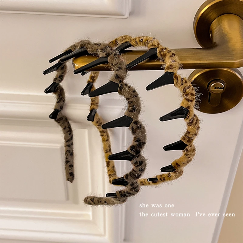 气质毛绒豹纹波浪发箍女蓬松纹理高颅顶洗脸压发头箍高级发饰发卡