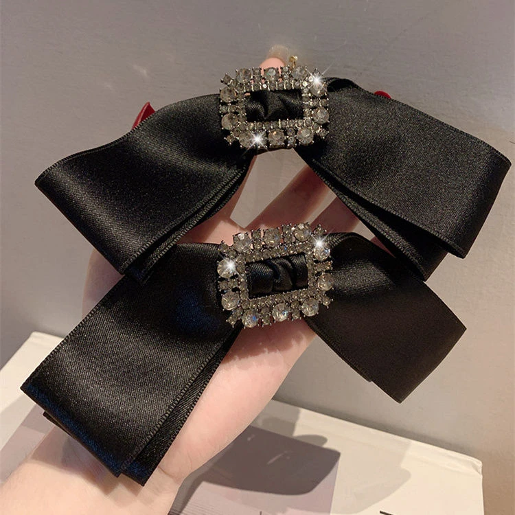 方扣闪钻大蝴蝶结气质女顶夹后脑勺发夹韩国马尾发卡发饰高级感女