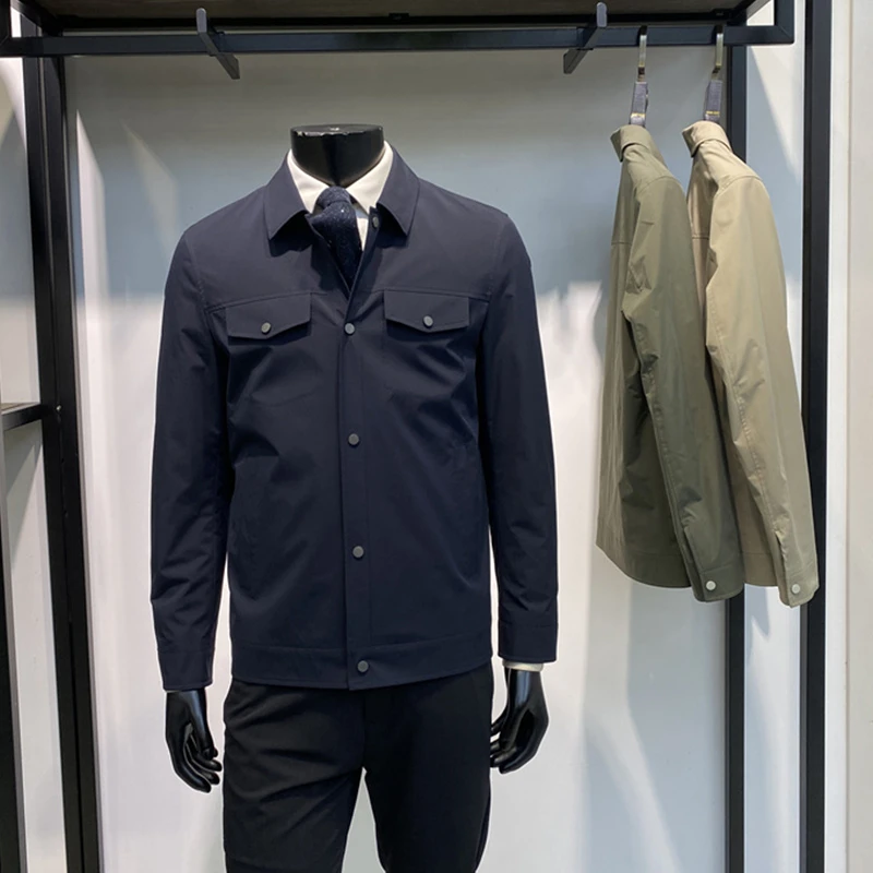 2025年秋季新品男士翻领薄款夹克上衣商务休闲派克服外套领佐诺依