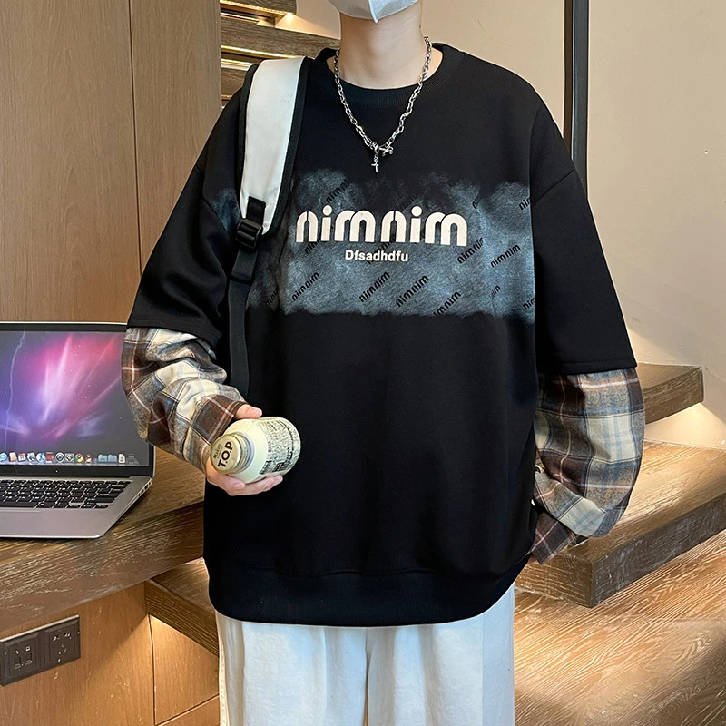 秋季新款圆领卫衣男青少年学生宽松长袖男款内搭男士打底衫春秋款